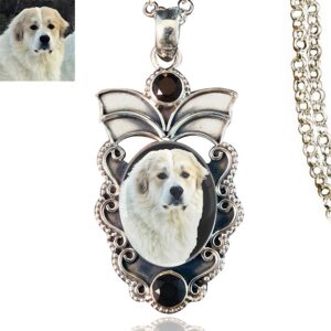 Angel Wings Sterling Silver Photo Keepsake Necklace, Black Onyx