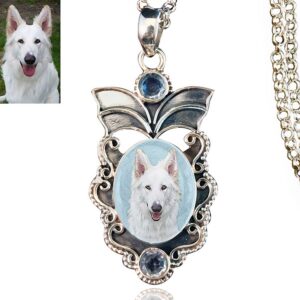 Angel Wings Sterling Silver Photo Keepsake Necklace, Blue Topaz