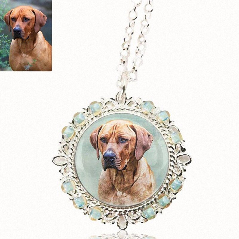 Photo Keepsake Beaded Pendant with Sterling Silver Necklace