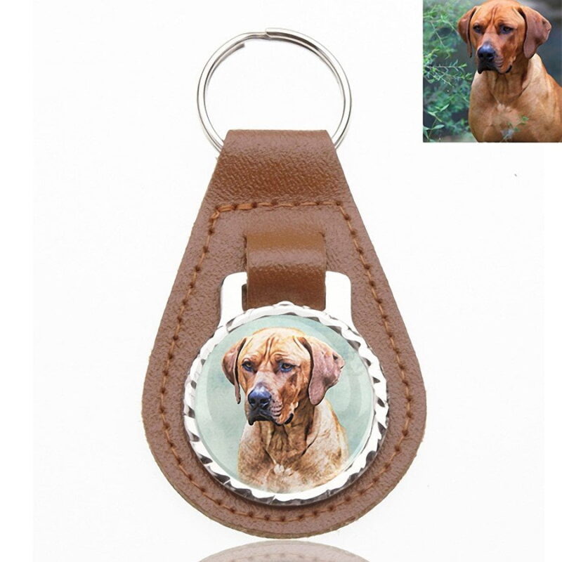 Photo Keepsake Brown Leather Key Chain