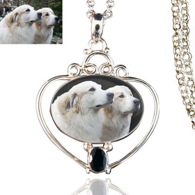 Full Heart Silver Memory Necklace, Black Onyx