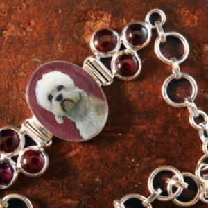 Sterling Silver Memory Bracelet, with Garnet Gemstones