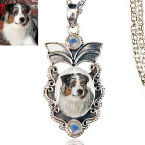 Angel Wings Sterling Silver Photo Keepsake Necklace, Moonstone