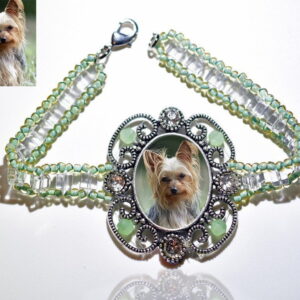 Photo Keepsake Victorian Glass Bracelet, Sage