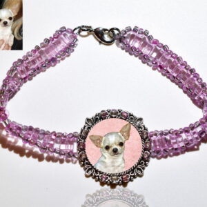 Photo Keepsake Pink Glass Bracelet