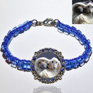 Photo Keepsake Light Blue Glass Bracelet