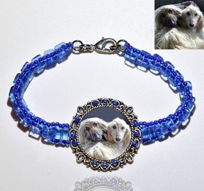 Photo Keepsake Light Blue Glass Bracelet