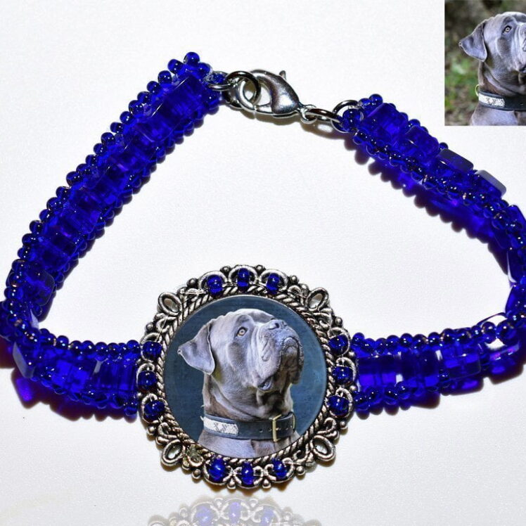 Photo Keepsake Royal Blue Glass Bracelet