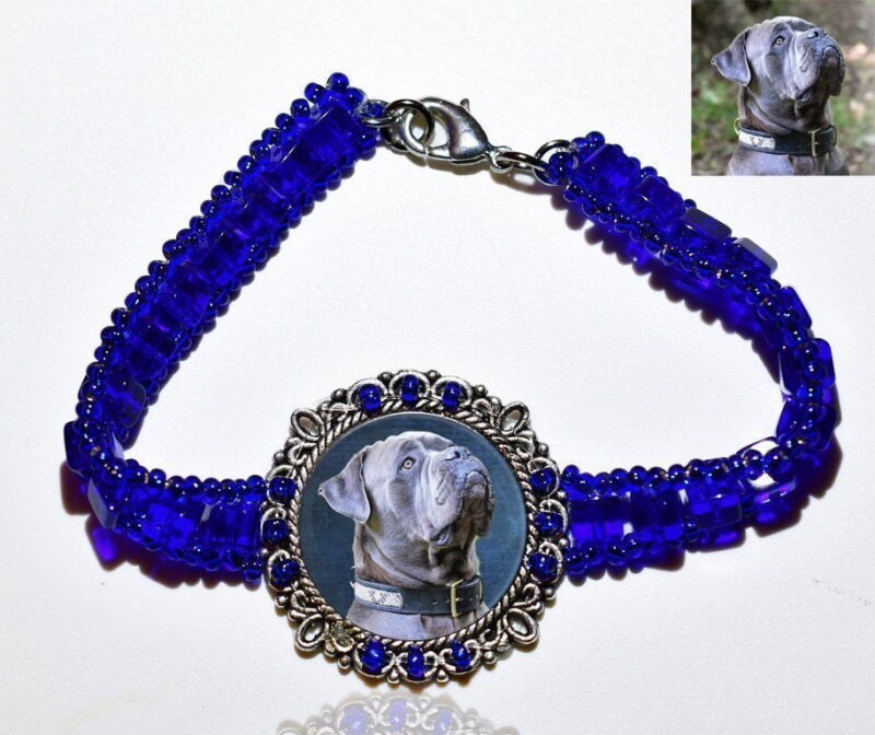 Photo Keepsake Royal Blue Glass Bracelet