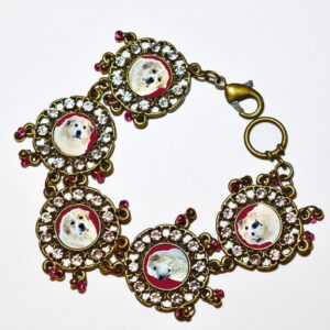 Photo Keepsake Bronze Dangle Bracelet, Cranberry