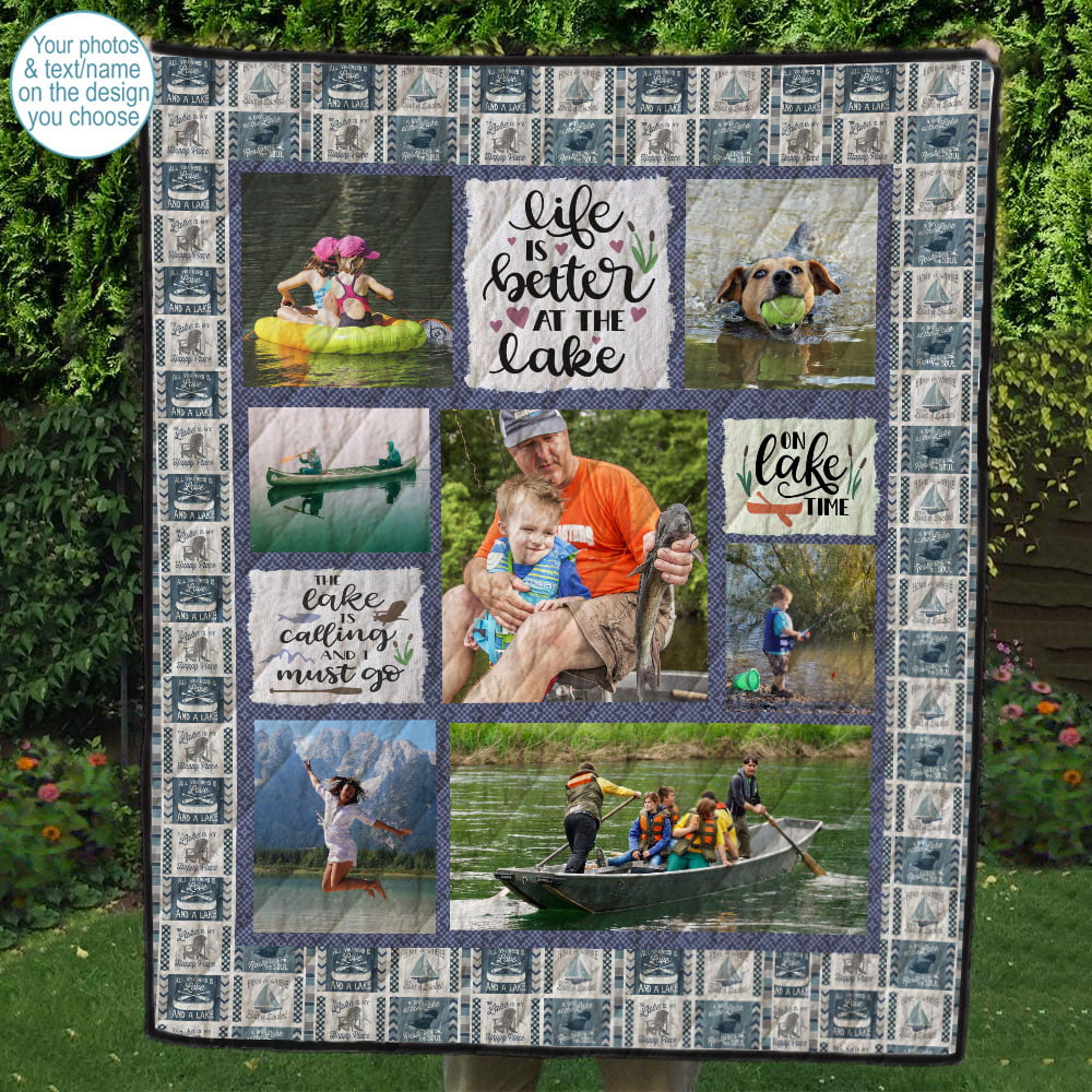 Lake House, A Day at the Lake Photo Quilt Cherished Photo Keepsakes