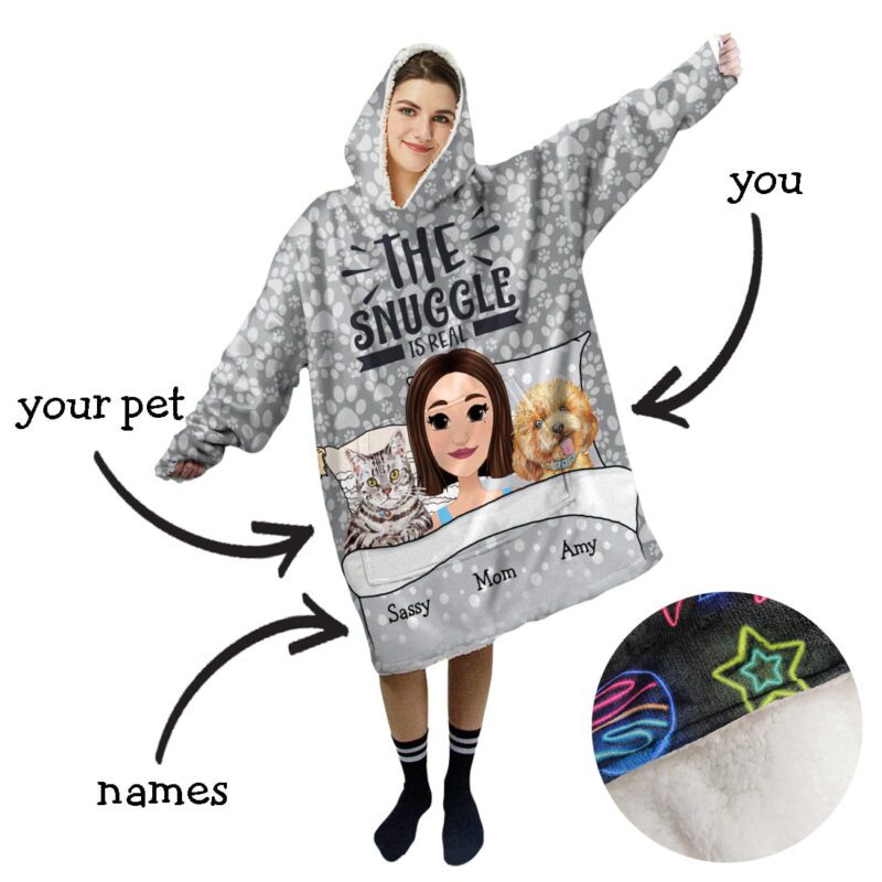 Custom Cartoon Portrait Blanket Hoodie - Image 4