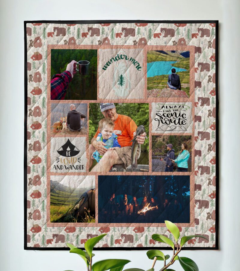 bear, camping, outdoors,Photo Quilt