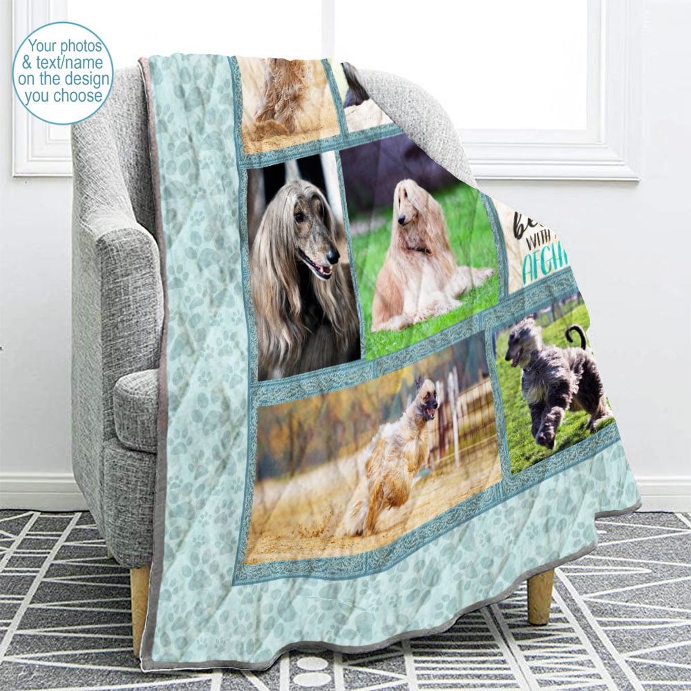 Aqua Paw Prints Photo Quilt - Cherished Photo Keepsakes