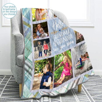photo-memory-quilt, photo quilt, custom quilt blue plaid quilt, blue plaid photo quilt, family quilt
