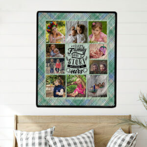 Green Plaid Photo Quilt Wall Hanging
