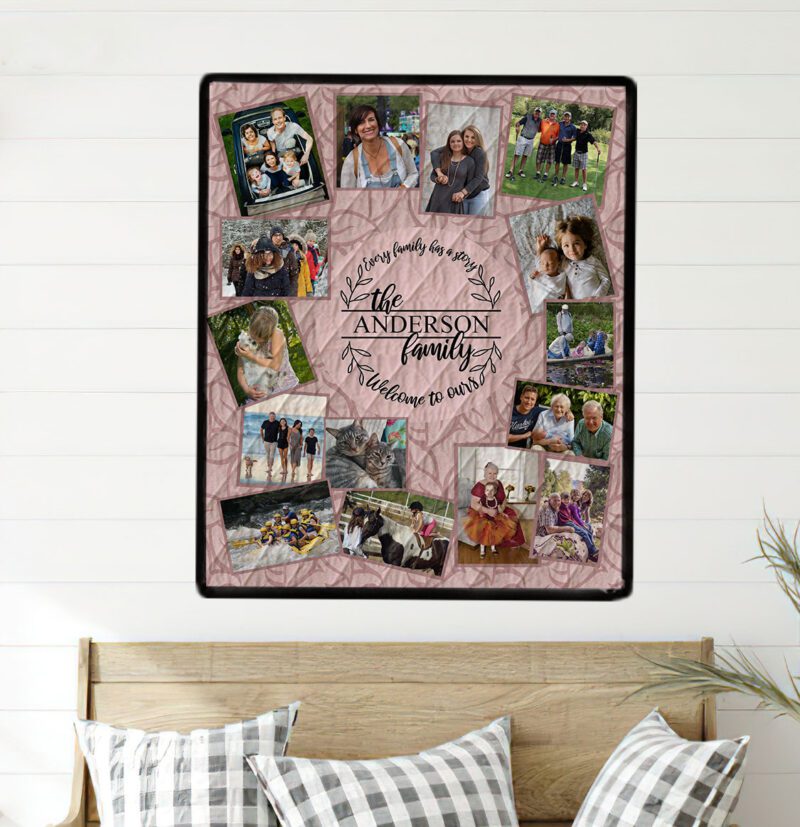 Retro Pink Photo Quilt Wall Hanging