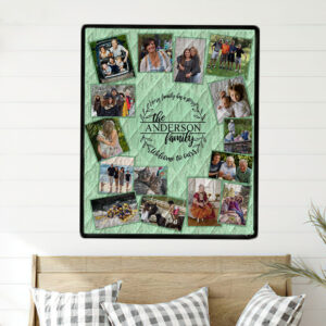 Vintage Green Photo Quilt Wall Hanging