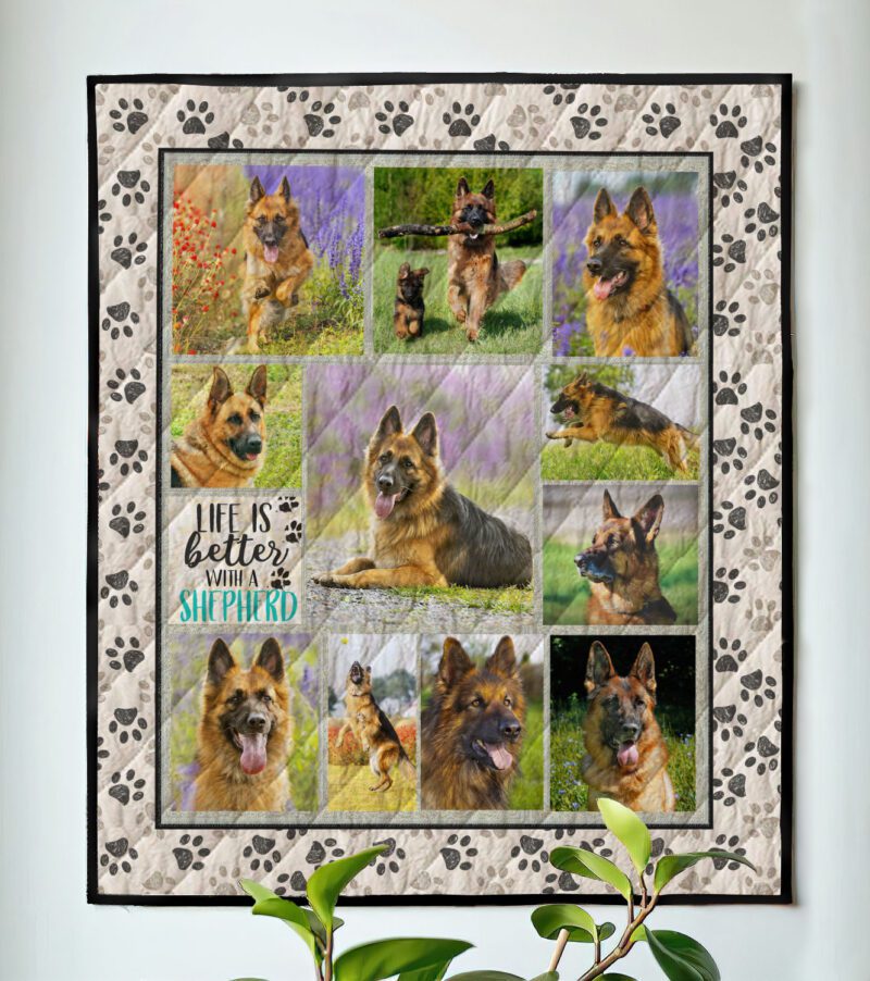 cream paw print photo quilt