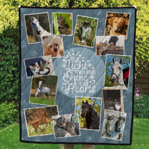 Vintage Blue Paw Prints Photo Quilt