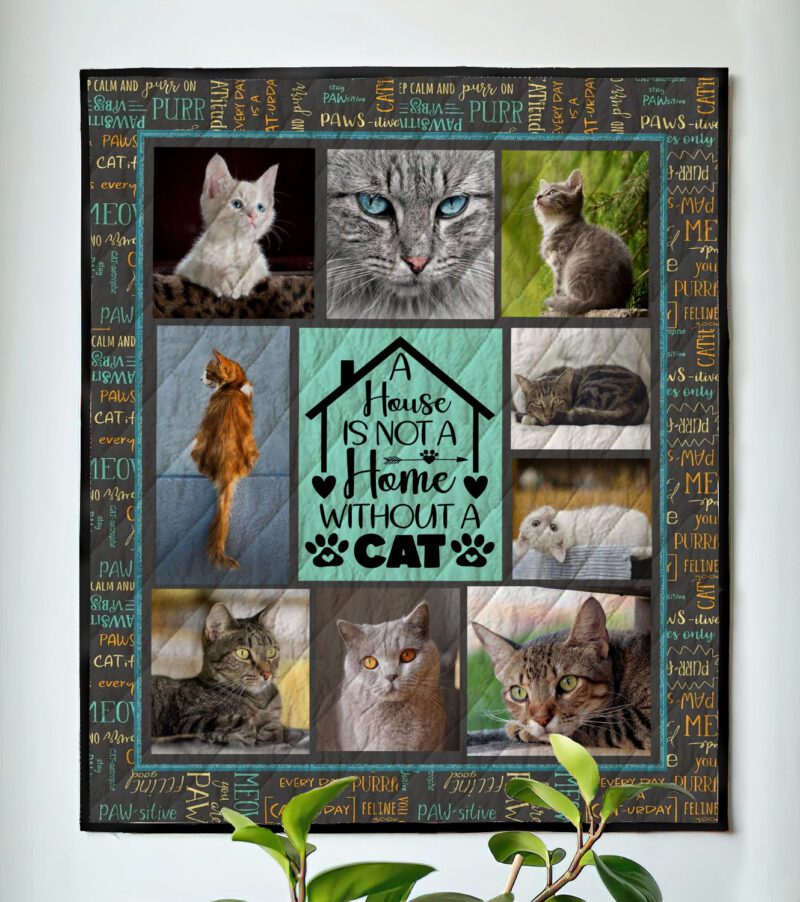 Cat Word Art Photo Quilt