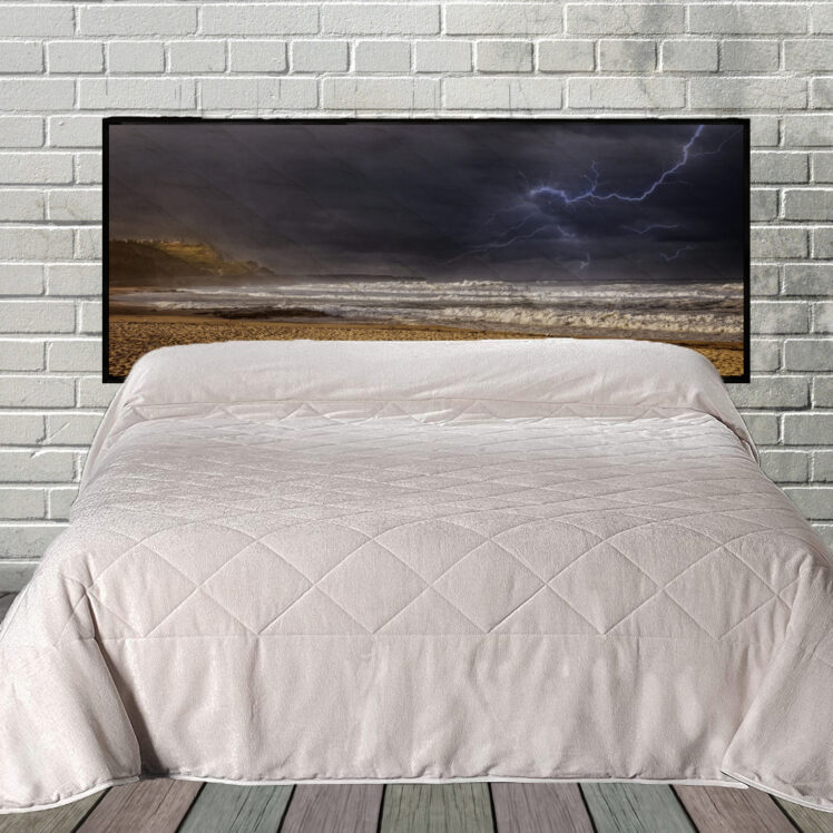 Stormy Beach Hanging Fabric Quilted Headboard