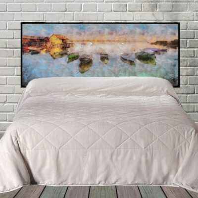 Peaceful Harbor Hanging Fabric Quilted Headboard