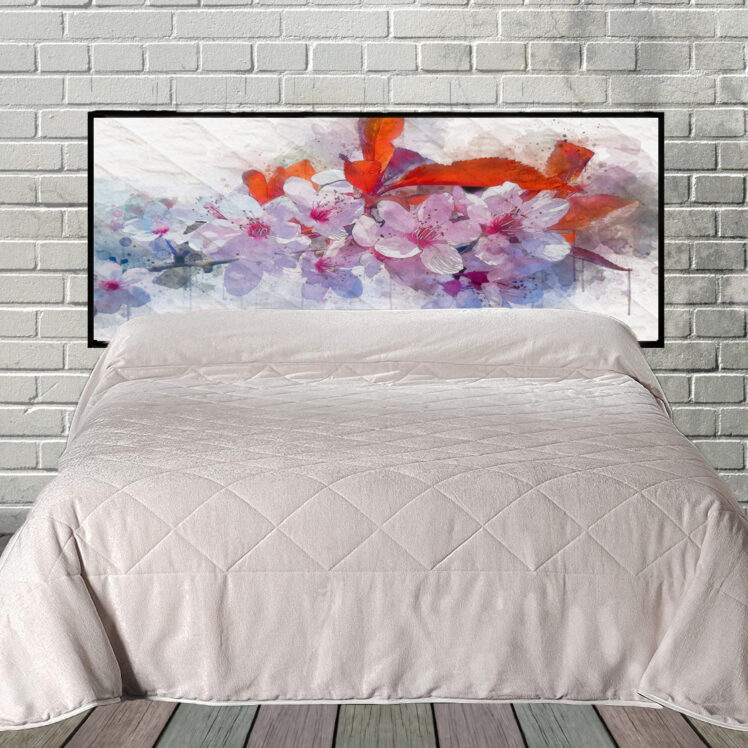 Cherry Blossoms Hanging Fabric Quilted Headboard