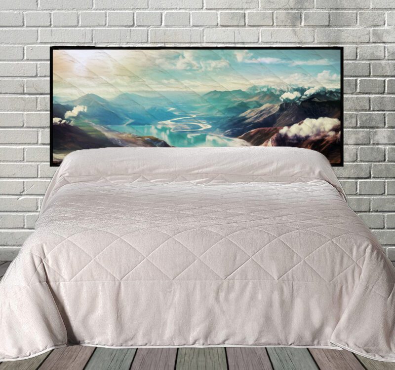 Mountain View Hanging Fabric Quilted Headboard