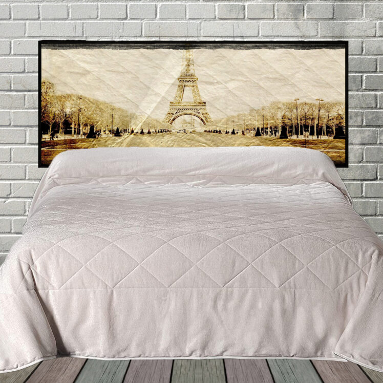 Vintage Paris Hanging Fabric Quilted Headboard