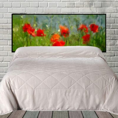 Poppies Hanging Fabric Quilted Headboard