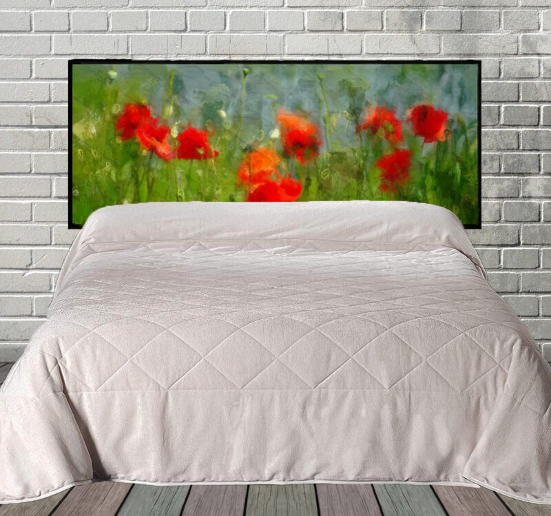 Poppies Hanging Fabric Quilted Headboard