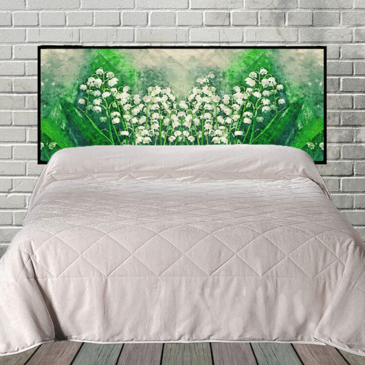 Lilies hanging fabric headboard