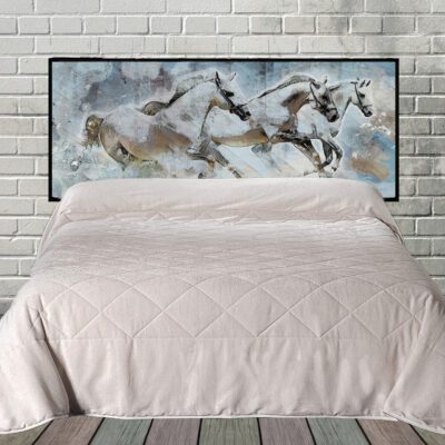 Running Horses Hanging Fabric Quilted Headboard