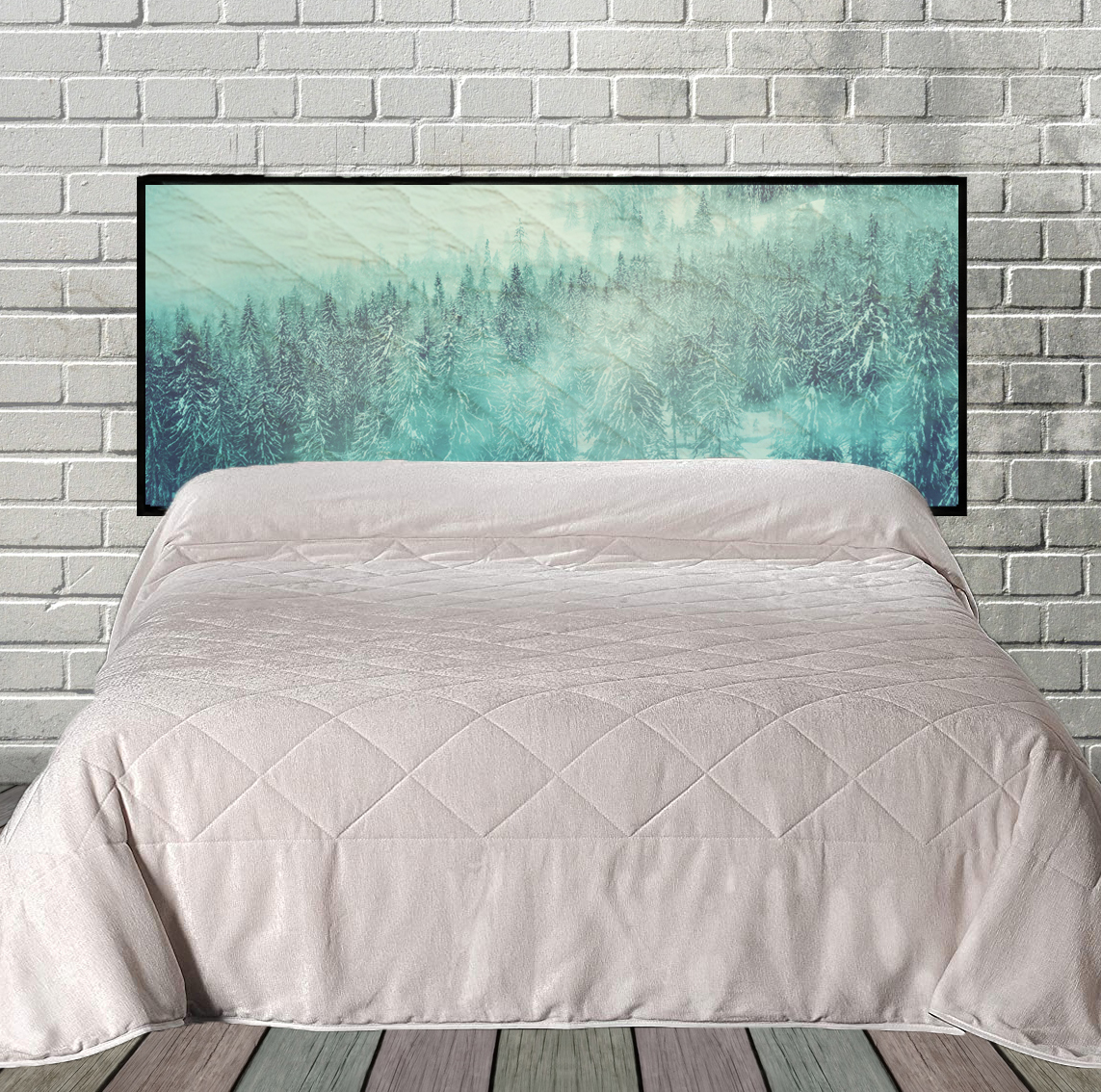 Mountain Pines Hanging Fabric Quilted Headboard Cherished Photo Keepsakes