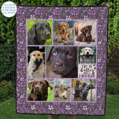 retro purple flowers photo quilt